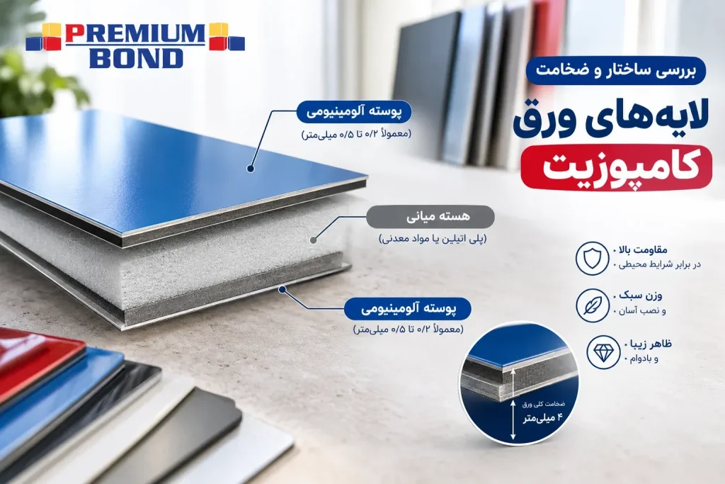 ساختار هسته میانی و پوسته آلومینیومی ورق کامپوزیت