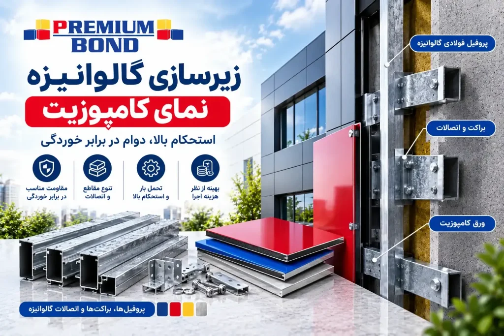 پروفیل فولادی گالوانیزه در ساختار زیرسازی نمای کامپوزیت