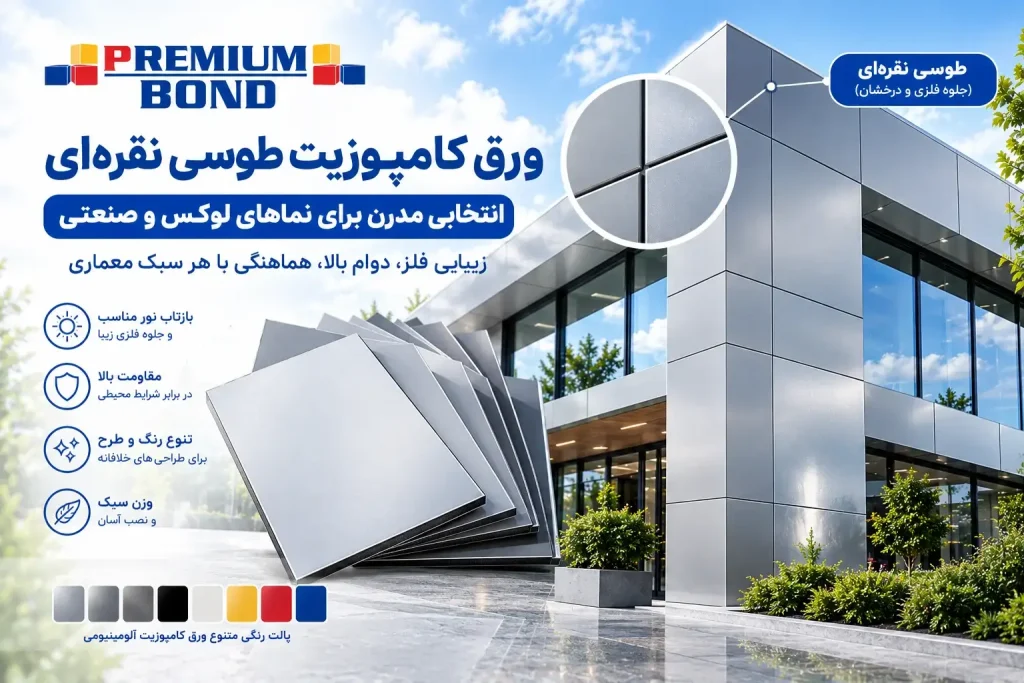 نمای ساختمان با ورق کامپوزیت طوسی تیره
