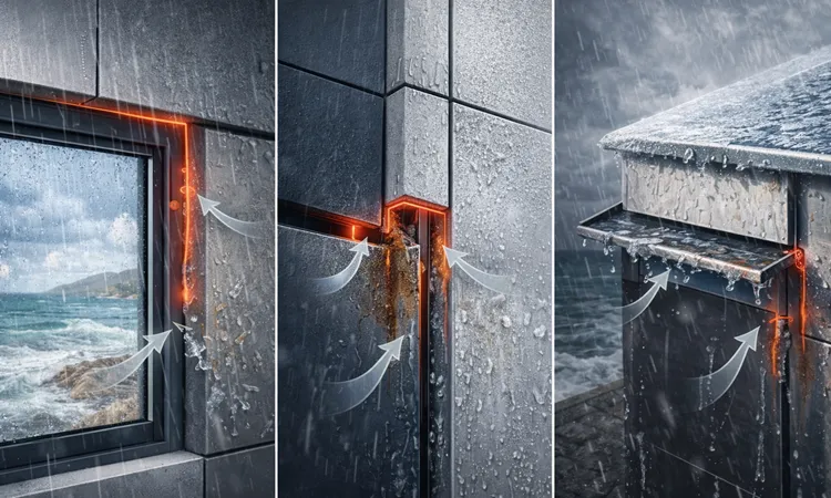 نقاط پرريسك نفوذ آب: دور بازشوها، کنج ها، پشت فلاشينگ | پریمیوم باند