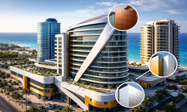 بررسی پروژه‌های نمای ورق کامپوزیت در کیش با پرمیوم باند | پرمیوم باند