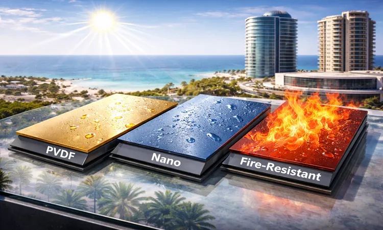 نوع ورق و پوشش (PVDF، ضد حریق، نانو) و تاثیر آن در دوام نما | پرمیوم باند