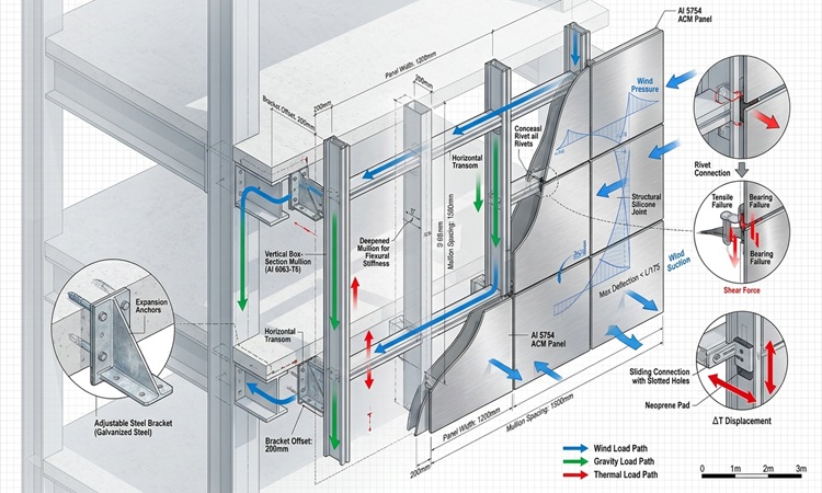 سیستم تعادل فشار و مدیریت بار باد (Pressure-Equalized Rain-Screen) | پرمیوم باند